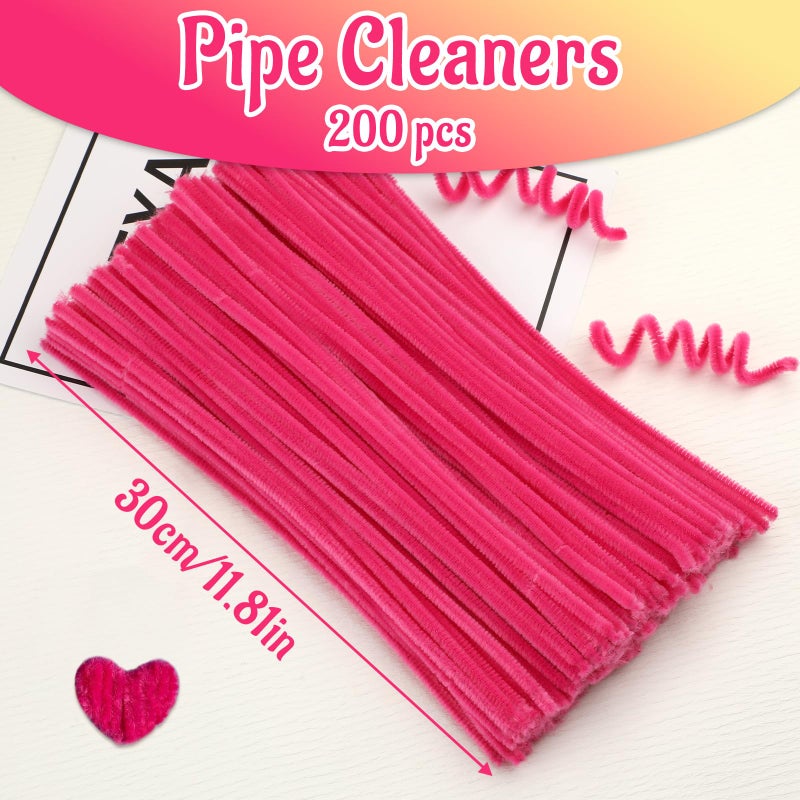 Mnuizu 200pcs Pipe Cleaners,Pipe Cleaners Chenille Stems for Craft, Fuzzy Sticks Christmas Craft Supplies for DIY Art & Creative Crafts Decorations(Deep Pink) - Image 2